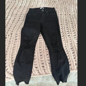 Good American Black Ripped Skinny Ankle Jeans